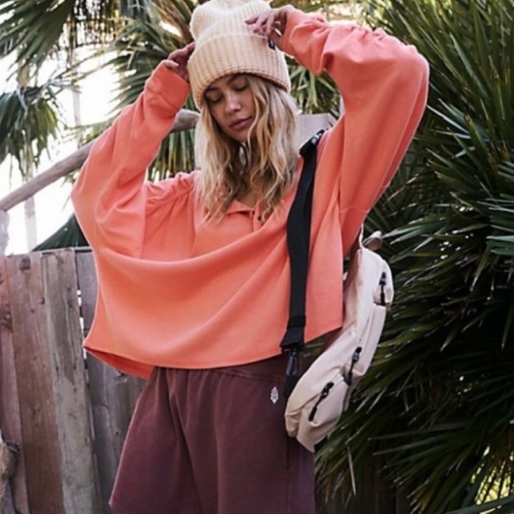 Free people flow state orange sweater top size medium